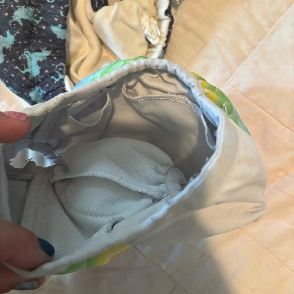Overnight sleepers training Rainbow and Dinosaur Diapers lined natural gas